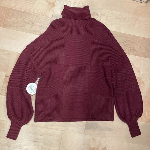 Last Chance! New Staud Benny Textured Oversized Sweater Merlot S $235 - Picture 1 of 6